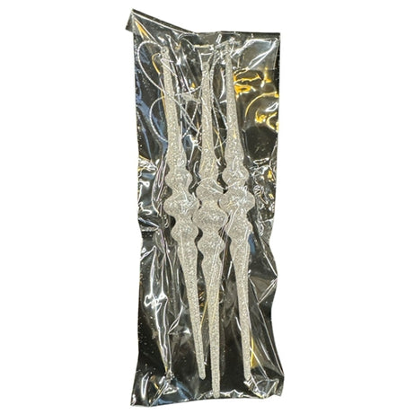 plastic silver icicle ornament s