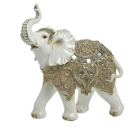 RESIN ELEPHANT WHITE/GOLDEN