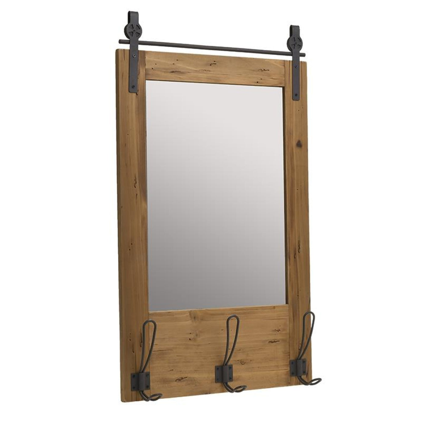 Wooden wall rack mirror