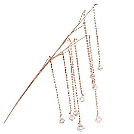 Gold Spray with White Crystals – 66cm