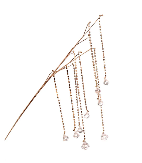 Gold Spray with White Crystals – 66cm