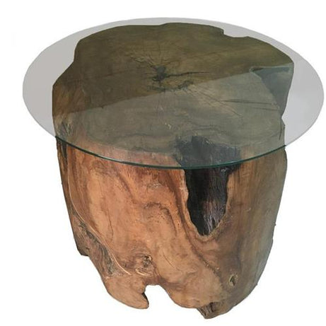 Natural Solid glass wood side table