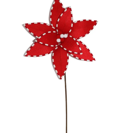 Red Flower Branch with White Stripes  50cm