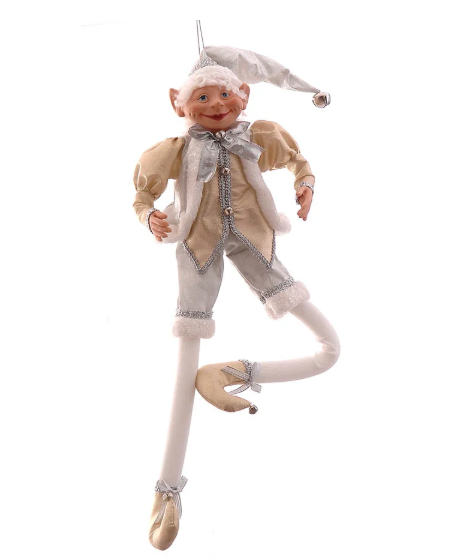 Gold, Silver & White Fabric Elf – 76cm