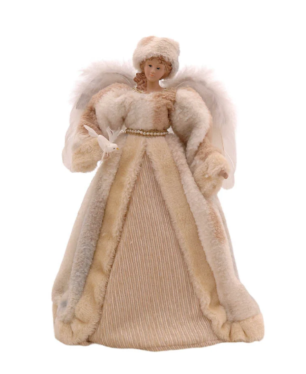 Beige PVC Christmas Tree Top Angel – 41cm