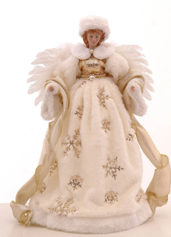 Ivory/Gold PVC Tree Top Angel – 41cm