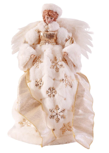 Ivory/Gold PVC Tree Top Angel – 30cm