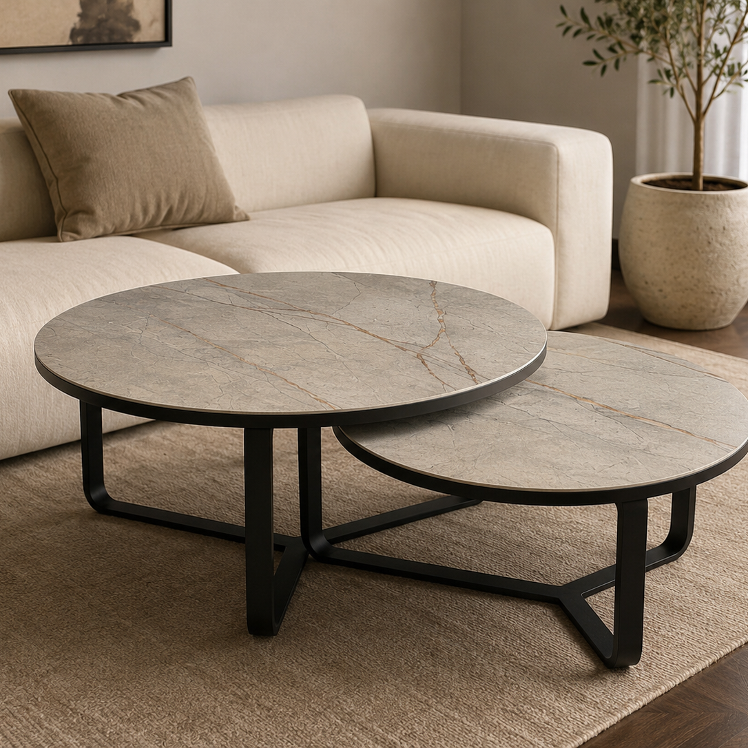 Grey/ golden porcelain coffee table