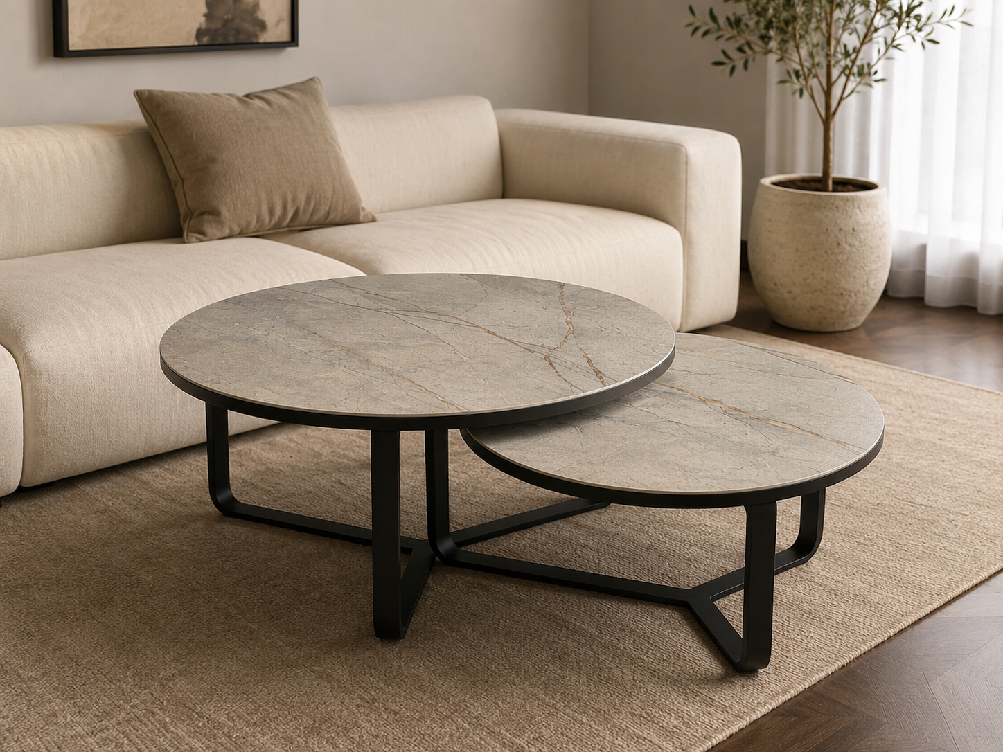 Grey/ golden porcelain coffee table