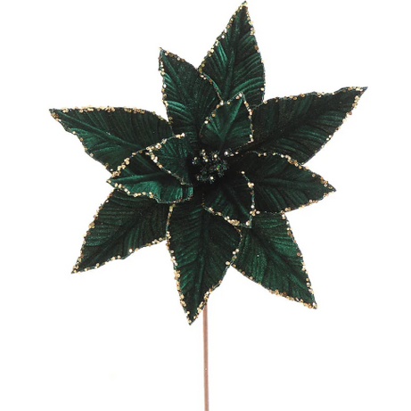 Dark Green Poinsettia Pick – 36cm