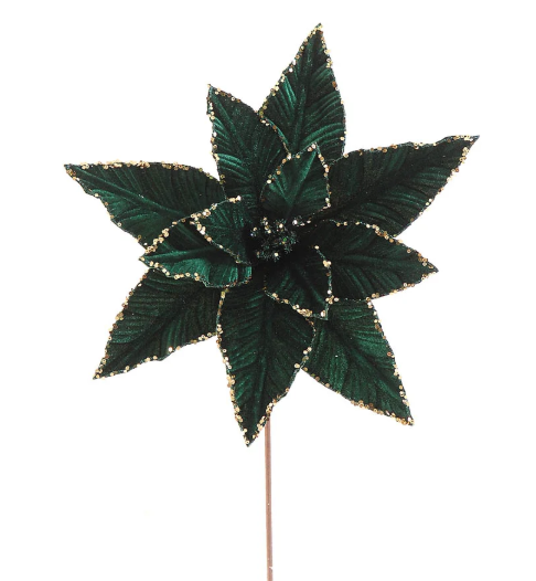 Dark Green Poinsettia Pick – 36cm