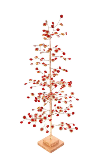 Red Beaded Christmas Tree – 40cm