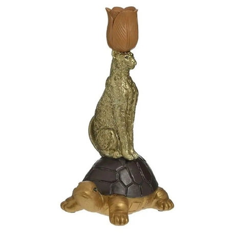 RESIN LEOPARD/TURTLE CANDLE HOLDER GOLDEN/BROWN 16X14X27