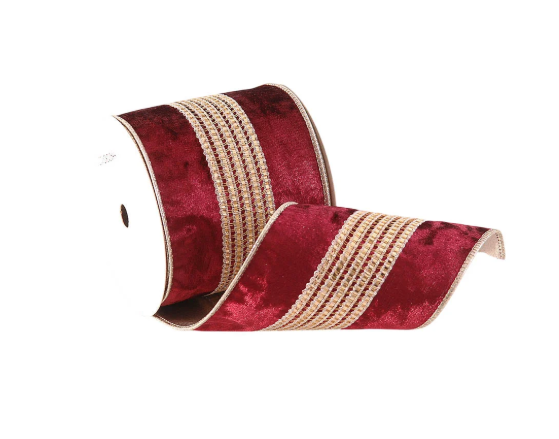 Burgundy Velvet Wired Ribbon (10cm) – 9m