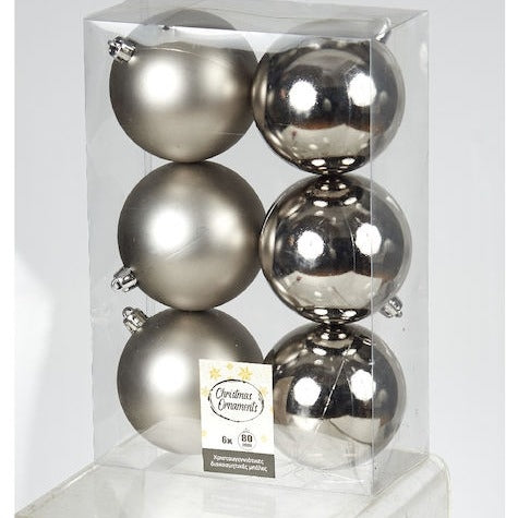8cm/6pcs Ball silver pack