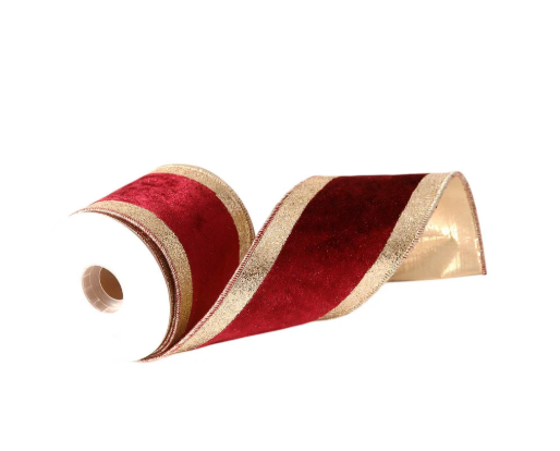 Maroon Velvet Glitter Ribbon (10cm) – 4.6m