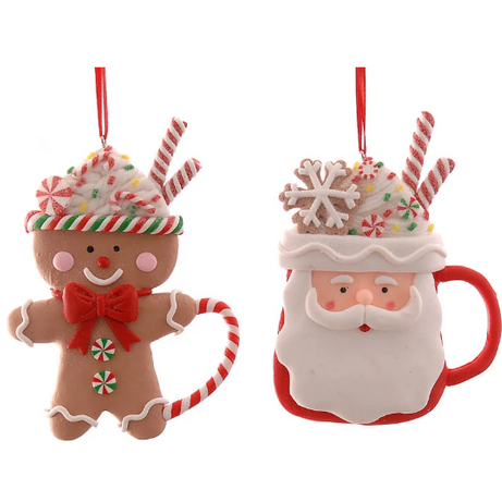 Gingerbread & Santa Clay Ornaments (2 Assorted) – 13cm