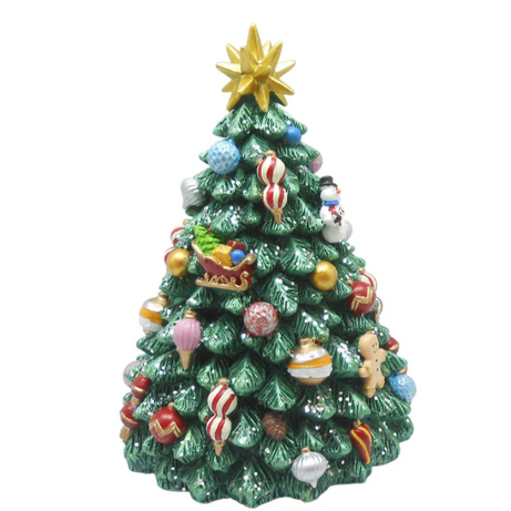 Revolving Christmas Tree Music Box with Iron Base – 16cm