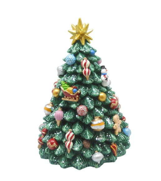 Revolving Christmas Tree Music Box with Iron Base – 16cm