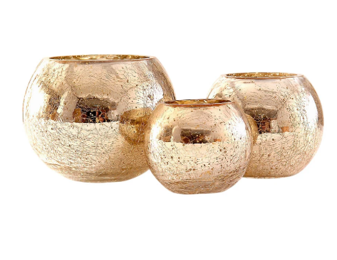 Gold Glass Candle Holder – 12cm