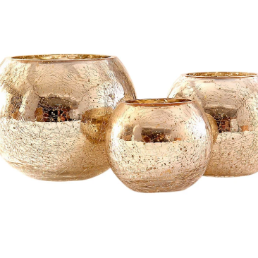 Gold Glass Candle Holder – 10cm