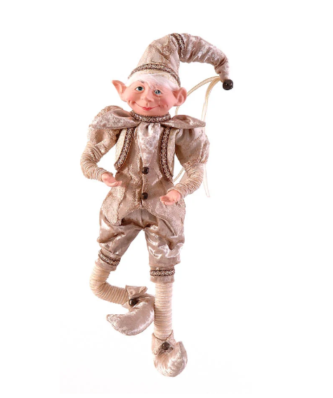 Champagne Gold Hanging Posable Elf Ornament – 46cm