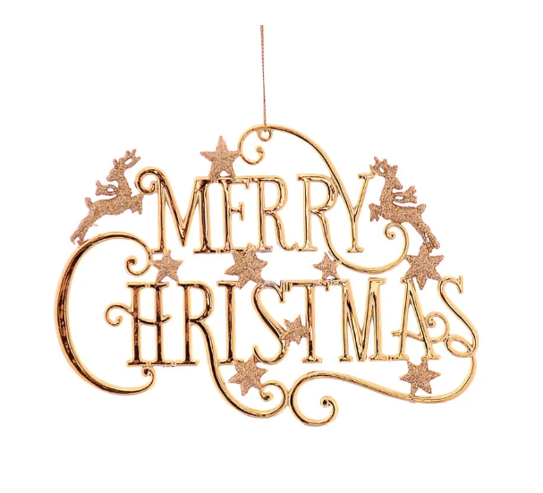 Gold “Merry Christmas” Ornament – 13cm