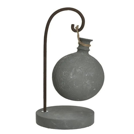 CEMENT/METAL HANGING VASE ANTIQUE GREY