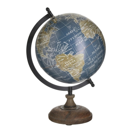 METAL GLOBE NATURAL/BLUE