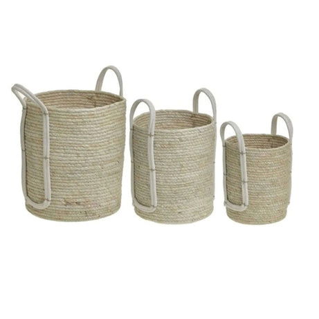 S/3 STRAW BASKET NATURAL/CREAM