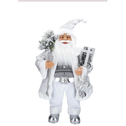 Santa standing silver 80 cm
