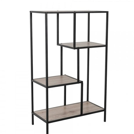 PLEGMA BOOKCASE MDF SONOMA METAL BLACK
