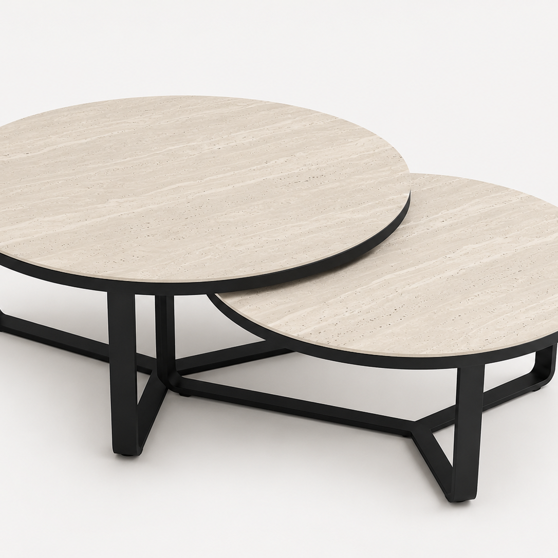 Travertine porcelain coffee table