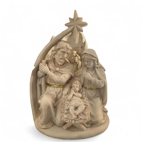 Holy family statue with star on top