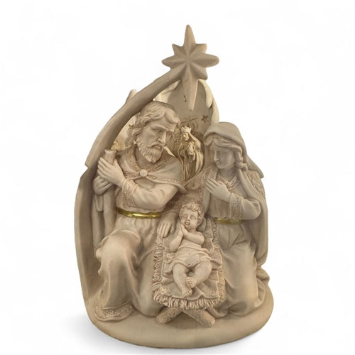 Holy family statue with star on top