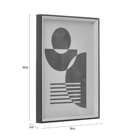 WOODEN CANVAS WALL ART WITH FRAME WHITE/BLACK