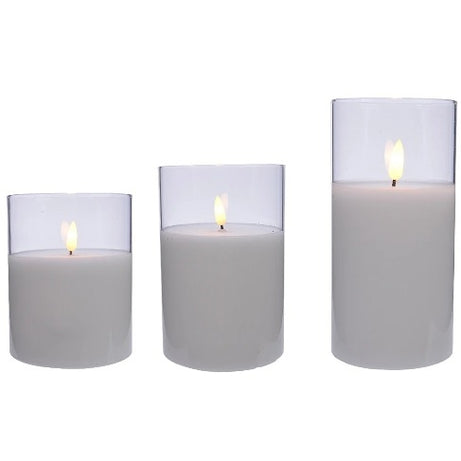 LED wick candle glass cylinder BO indoor