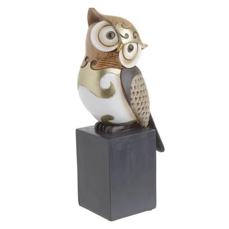 POLYRESIN OWL BROWN/GOLDEN