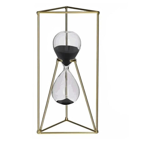 HOURGLASS W/METAL STAND GOLD/BLACK