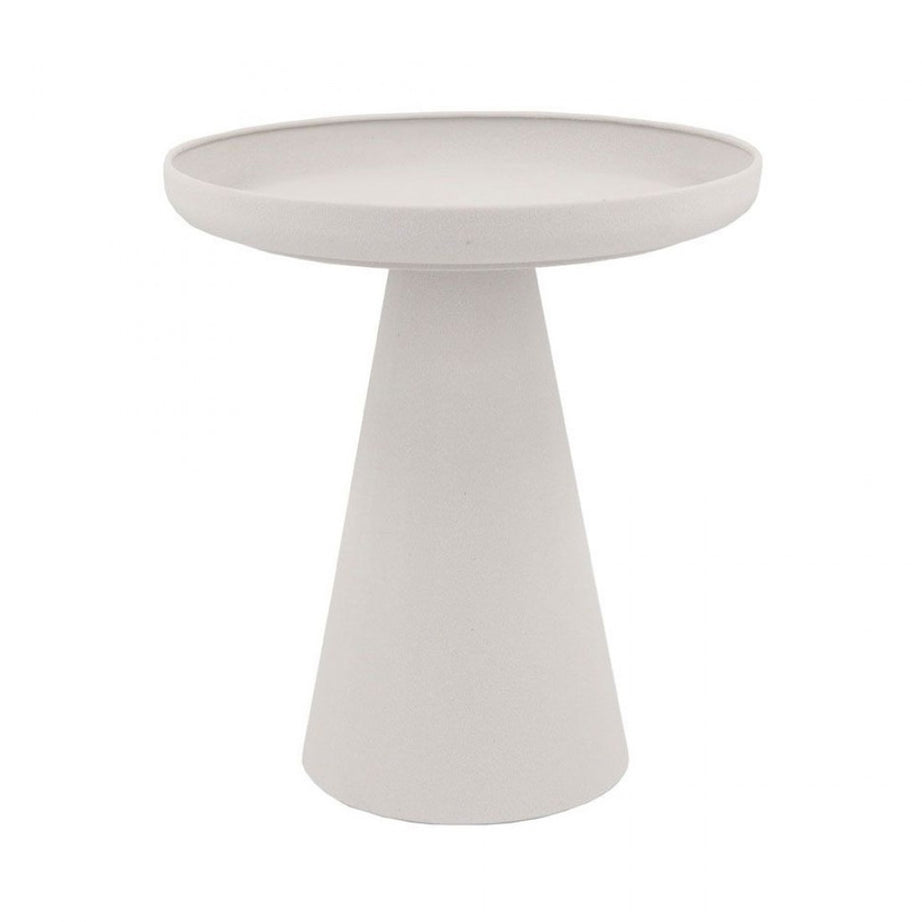 white metal side table