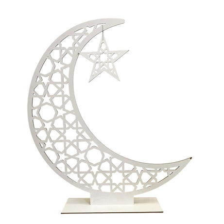 white wooden moon with star
