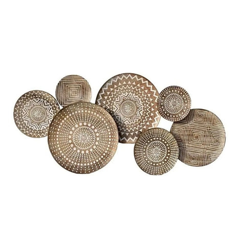 WOODEN WALL DECO PLATES BEIGE/NATURAL