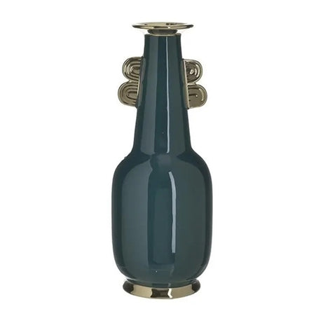 CERAMIC VASE DARK GREEN/GOLDEN