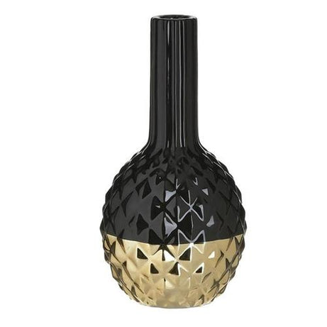 Ceramic oval black and gold vase model 2