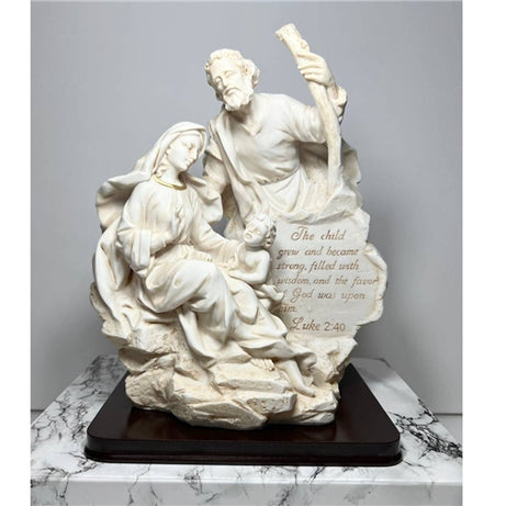 Holy family statue wooden base