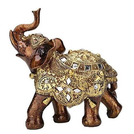 POLYRESIN ELEPHANT GOLD/BROWN