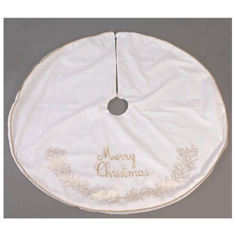 Fabric white/gold tree skirt
