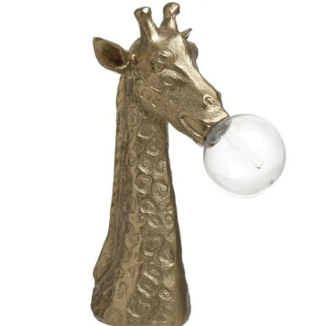 RESIN TABLE DECO GIRAFFE WITH LAMP LED GOLDEN