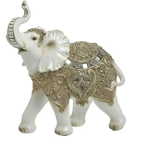 RESIN ELEPHANT WHITE/GOLDEN 1