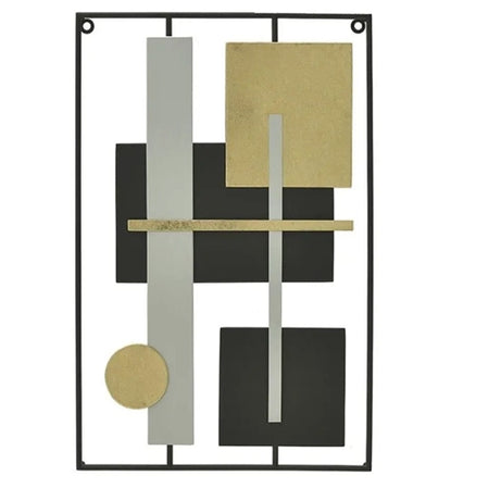 METAL WALL DECO WHITE/BLACK/ANTIQUE GOLDEN 1